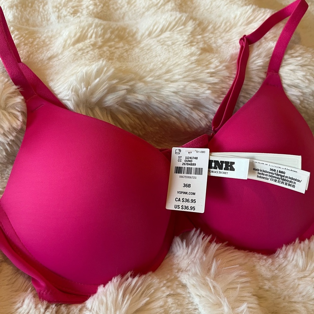 Victoria's Secret PINK Bold Pink Bra “Wear Everywhere Push-Up Bra” 36B
